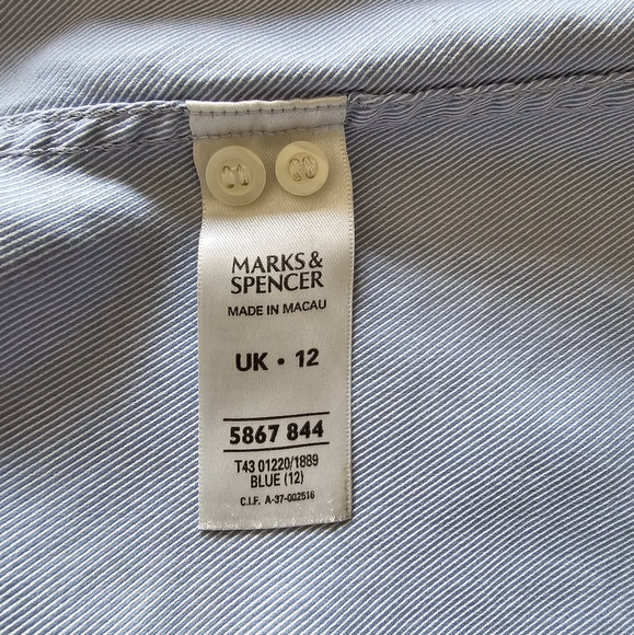 MARKS & SPENCER Women's Blue Pure Cotton Classic Shirt - Picture 15 of 16